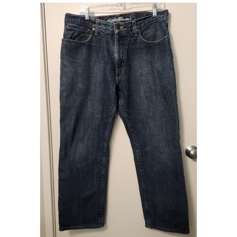 Eddie Bauer Men's Denim Flannel Lined Relaxed Fit‎ Jeans 35x28 Workwear Outdoor